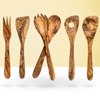 Küchenhelfer Set 6-Teilig aus Olivenholz Natur